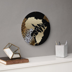 Africa In Gold – Afrocentric Heritage Large Clock