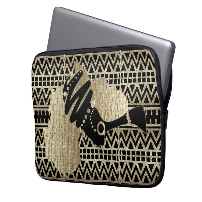 Africa In Gold Laptop Sleeve (Front Left)