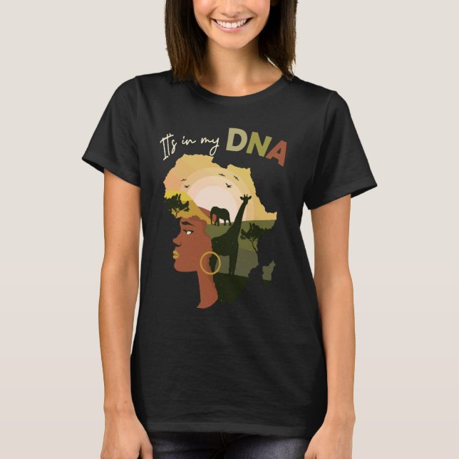 Africa In My DNA Cute Black History Month African  T-Shirt (Front)