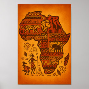 Africa in Pattern – Bold Tribal Continent Poster