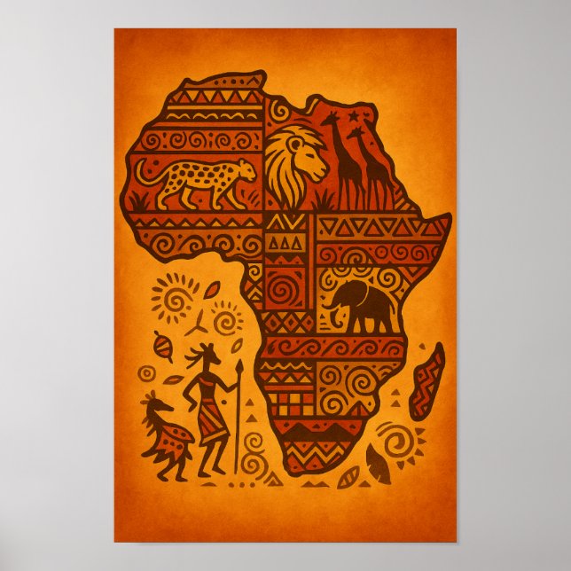 Africa in Pattern – Bold Tribal Continent Poster (Front)