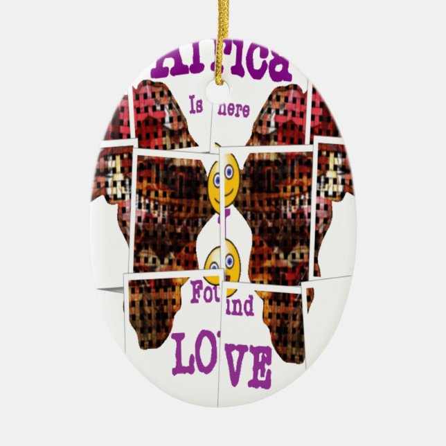 Africa is where I found Love Ceramic Tree Decoration (Front)