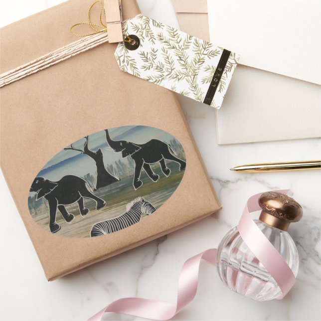 Africa Kenya Beautiful Elegant Wildlife Oval Sticker (Gifting)