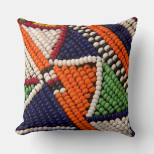 Africa, Kenya. Maasai Tribal Beads Cushion
