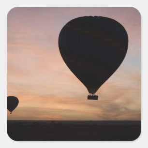 Africa, Kenya, Masai Mara. Two balloons glide Square Sticker