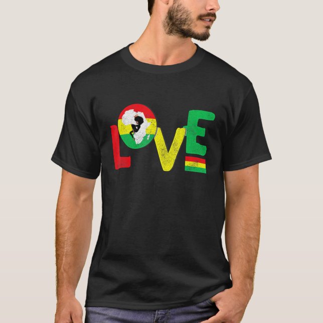 Africa Love   Black History Pride African America T-Shirt (Front)