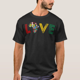 Africa LOVE Continent Map & Matching Country Flags T-Shirt