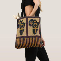 Africa Map Adinkra Ankh Artisan Crochet Print