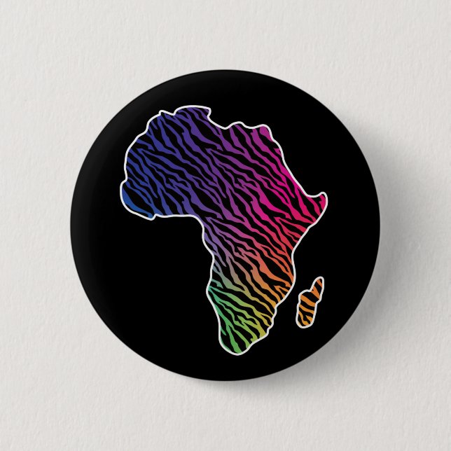 Africa Map African Pride Zebra Pattern 6 Cm Round Badge (Front)