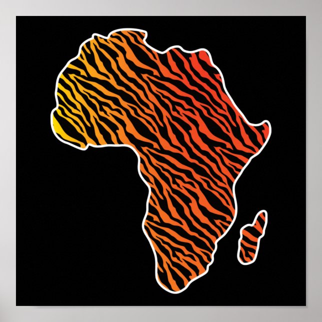Africa Map African Pride Zebra Pattern Poster (Front)