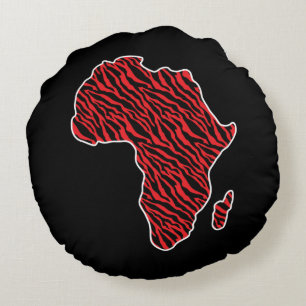 Africa Map African Pride Zebra Pattern Round Cushion