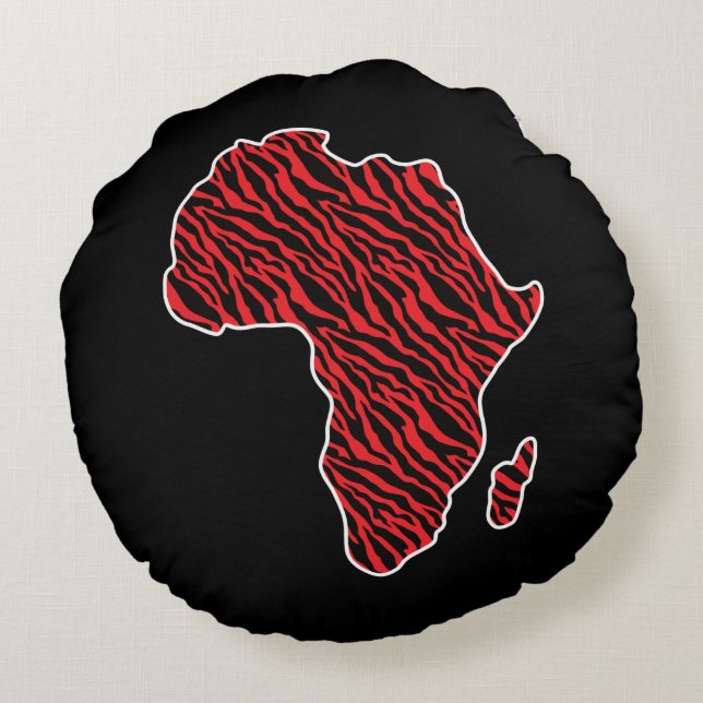 Africa Map African Pride Zebra Pattern Round Cushion (Back)