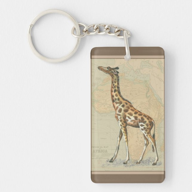 Africa Map and a Giraffe Key Ring (Front)