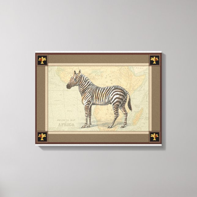 Africa Map and a Zebra Canvas Print (Front)
