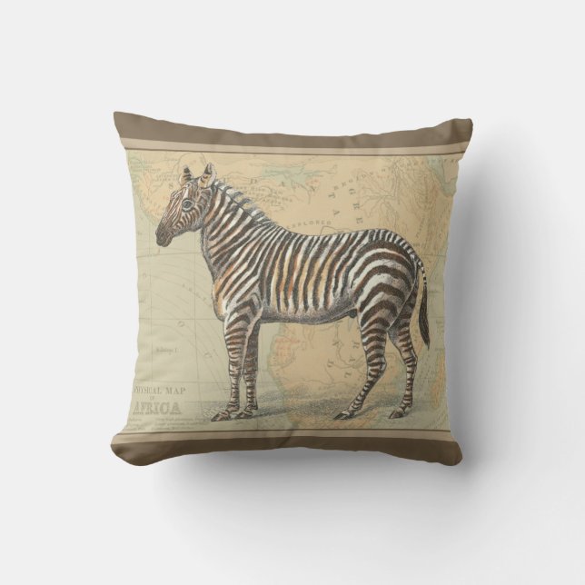 Africa Map and a Zebra Cushion (Front)