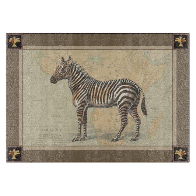 Africa Map and a Zebra Cutting Board (Front)