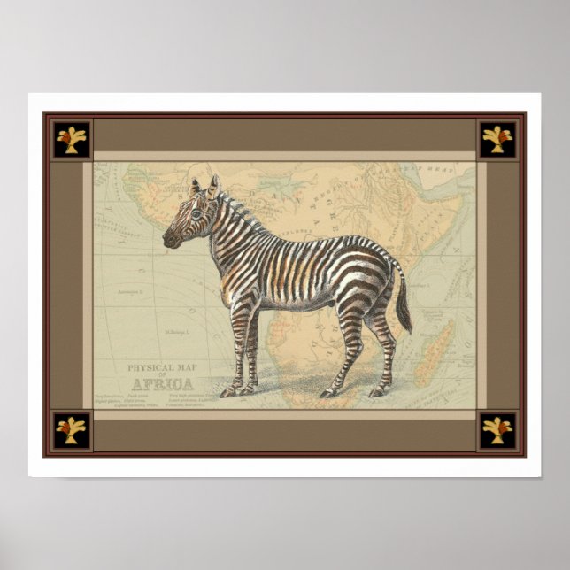 Africa Map and a Zebra Poster (Front)