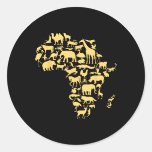 Africa Map Animals Melanin African Black History M Classic Round Sticker