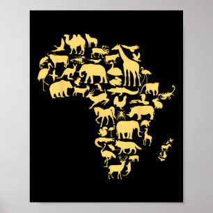Africa Map Animals Melanin African Black History M Poster
