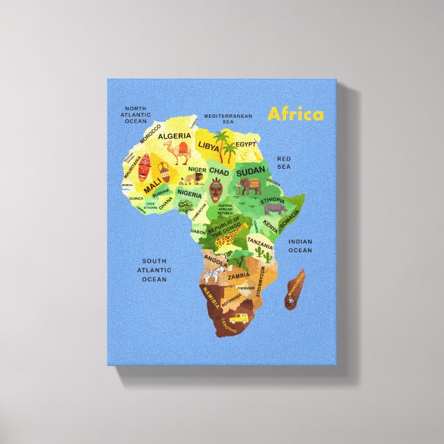 Africa Map Artwork Canvas Print (Front)