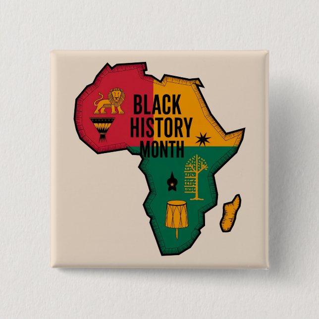 Africa Map Black History Month 15 Cm Square Badge (Front)