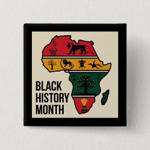 Africa Map Black History Month 15 Cm Square Badge