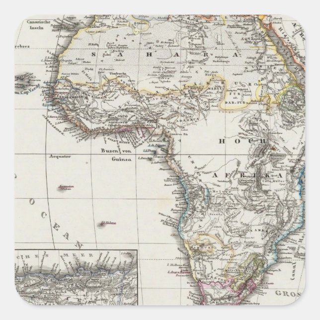 Africa Map by Stieler Square Sticker (Front)