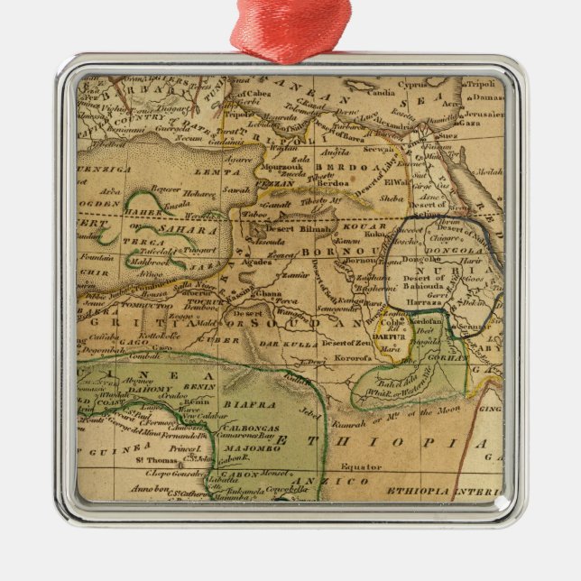 Africa  Map by Worcester Metal Tree Decoration (Front)