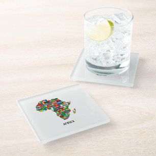 Africa Map Continent Glass Coaster