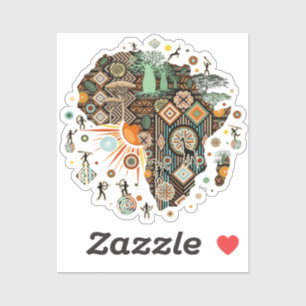 Africa Map Decorative Tribal Elements Pattern