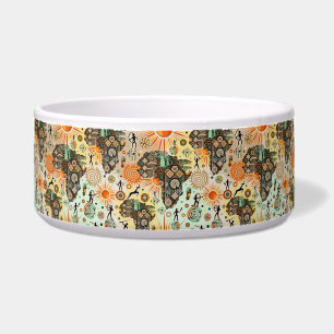 Africa Map Decorative Tribal Elements Pattern