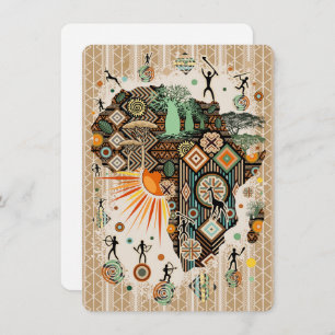 Africa Map Decorative Tribal Elements Pattern