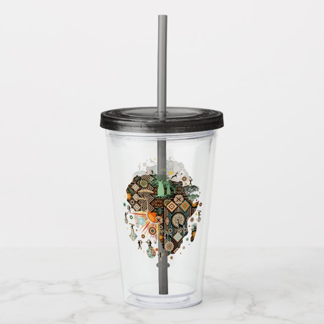 Africa Map Decorative Tribal Elements Pattern Acrylic Tumbler (Front)