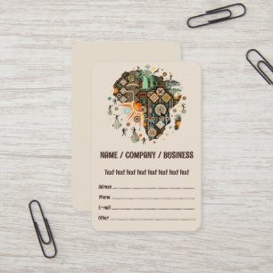 Africa Map Decorative Tribal Elements Pattern Business Card