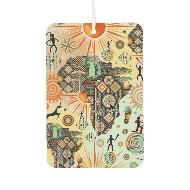Africa Map Decorative Tribal Elements Pattern Car Air Freshener (Front)