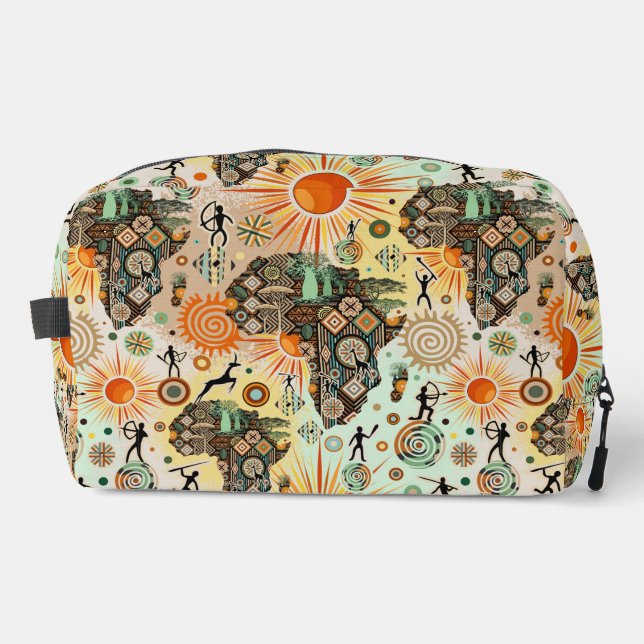 Africa Map Decorative Tribal Elements Pattern Duff Dopp Kit (Front)