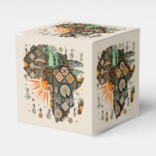 Africa Map Decorative Tribal Elements Pattern Favour Box