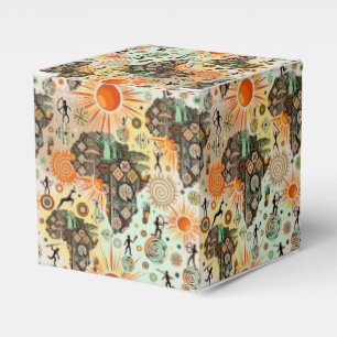 Africa Map Decorative Tribal Elements Pattern Favour Box