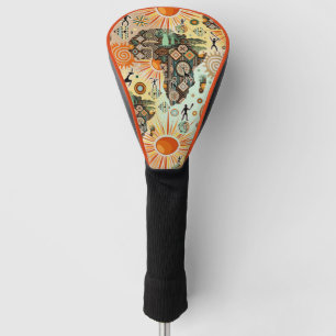 Africa Map Decorative Tribal Elements Pattern Golf Head Cover