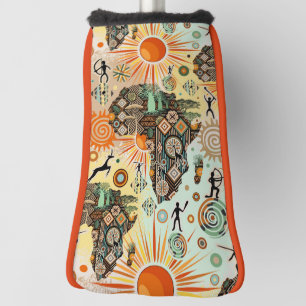Africa Map Decorative Tribal Elements Pattern Golf Head Cover