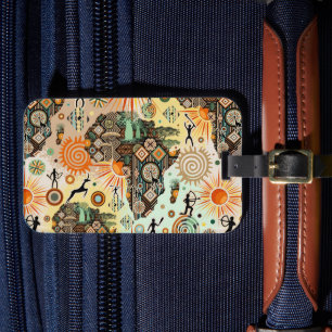 Africa Map Decorative Tribal Elements Pattern Luggage Tag