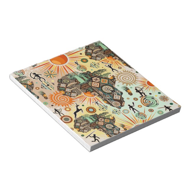 Africa Map Decorative Tribal Elements Pattern Notepad (Angled)