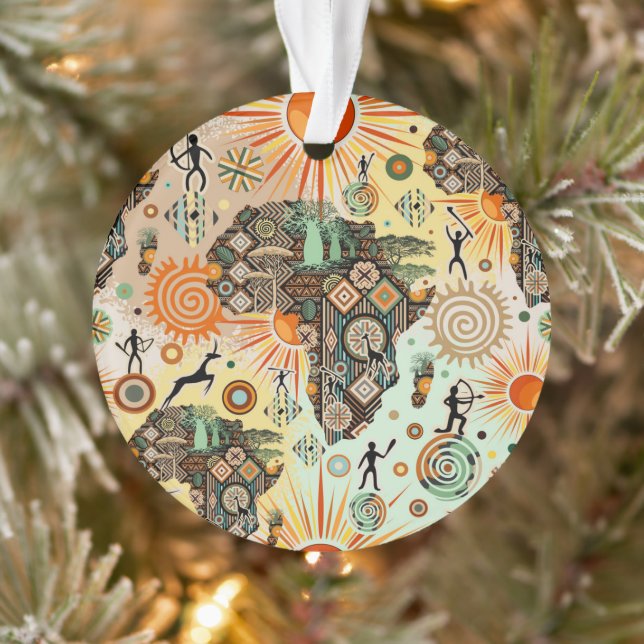 Africa Map Decorative Tribal Elements Pattern Ornament (Tree)