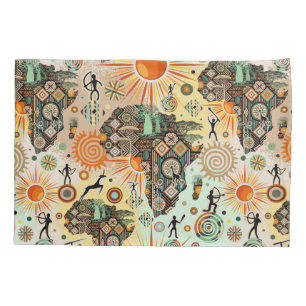 Africa Map Decorative Tribal Elements Pattern Pillowcase
