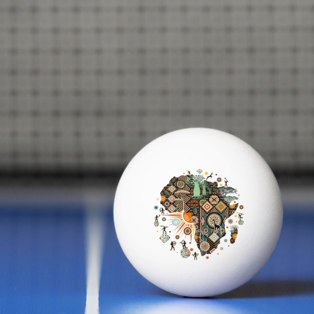 Africa Map Decorative Tribal Elements Pattern Ping Pong Ball (Net)