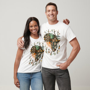 Africa Map Decorative Tribal Elements Pattern T-Shirt