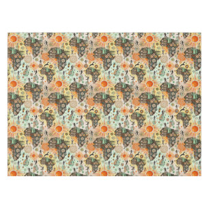 Africa Map Decorative Tribal Elements Pattern Tablecloth