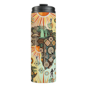 Africa Map Decorative Tribal Elements Pattern Thermal Tumbler