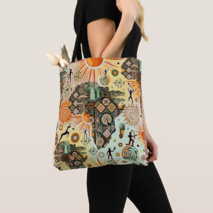 Africa Map Decorative Tribal Elements Pattern Tote Bag
