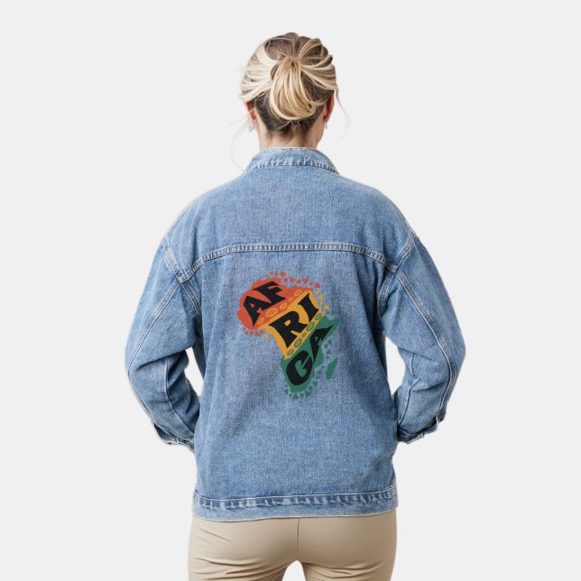 Africa map denim jacket (Model)